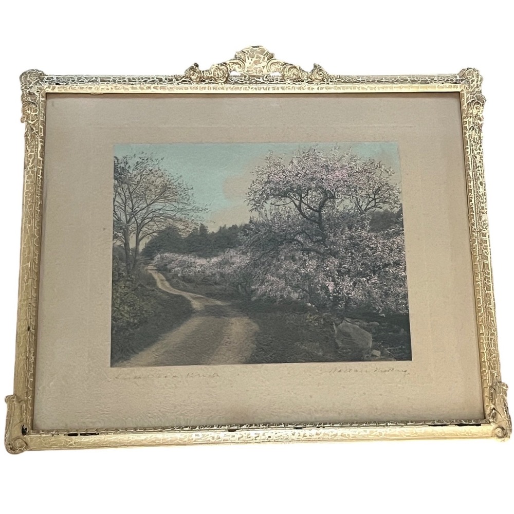 WALLACE NUTTING Hand Colored Photo 40's "Decked as a Bride" signed Framed